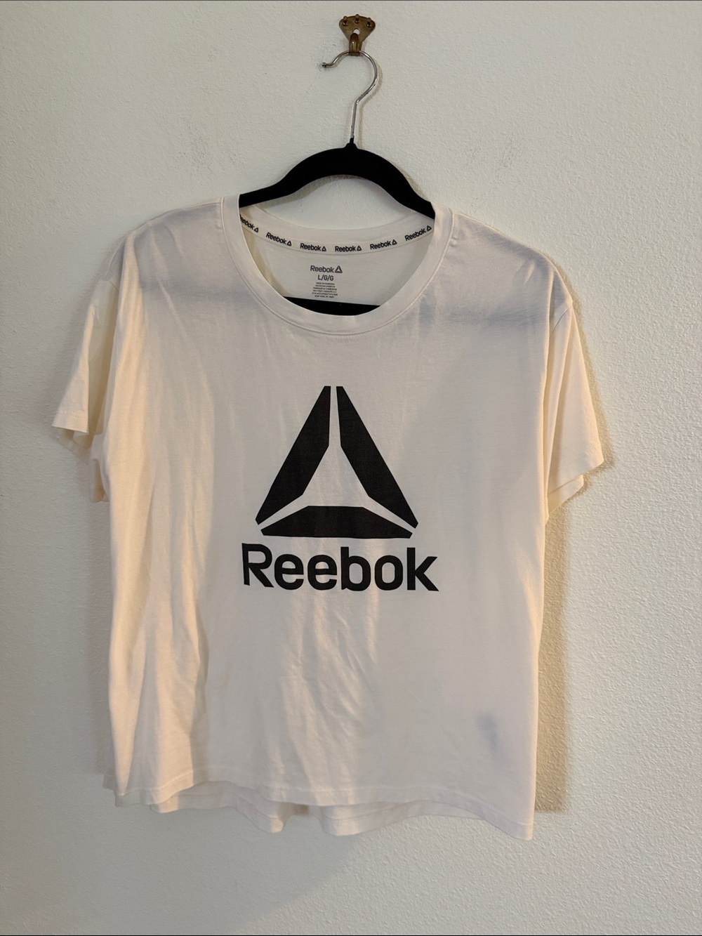 Reebok White Tee with Black Graphic Logo